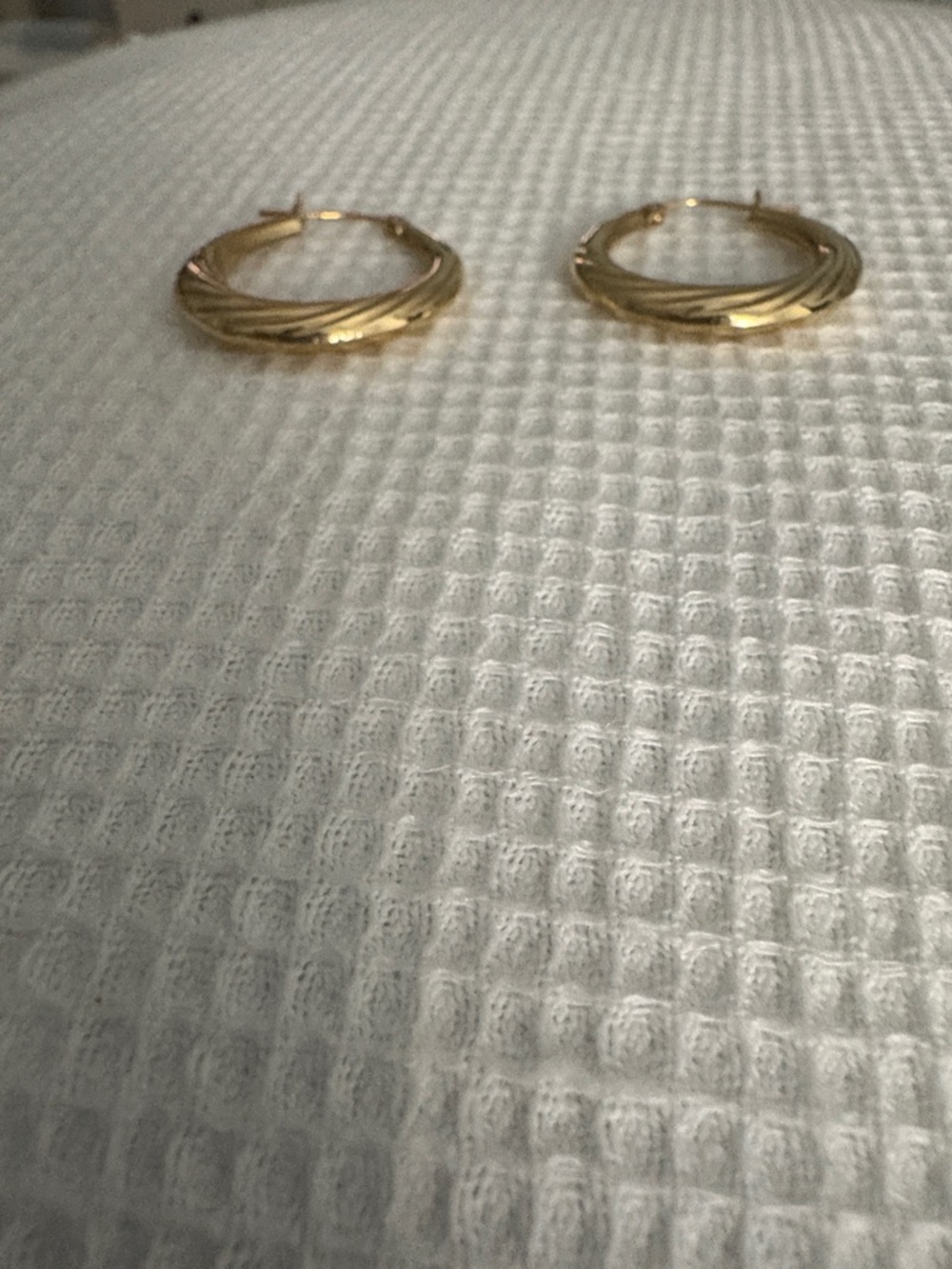 Textured 14kt Gold Swirl Hoop Earrings for Women - Picture 3 of 4